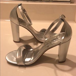 Silver block heel